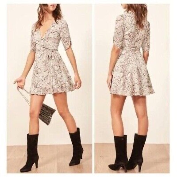 Reformation Monica Wrap Dress Snake Skin - never worn - Picture 1 of 8